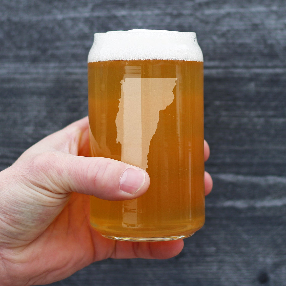 Vermont State Outline Beer Can Glass (16 oz)