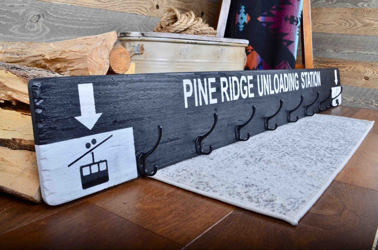 Personalized Ski and Snowboard Coat Racks. Mountain Home Decor.