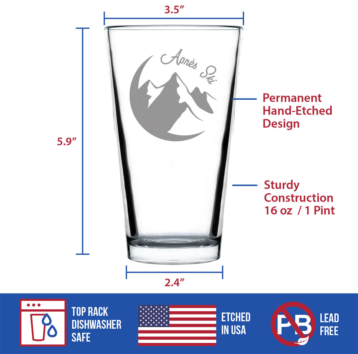 Apres Ski Pint Glass (16 oz)
