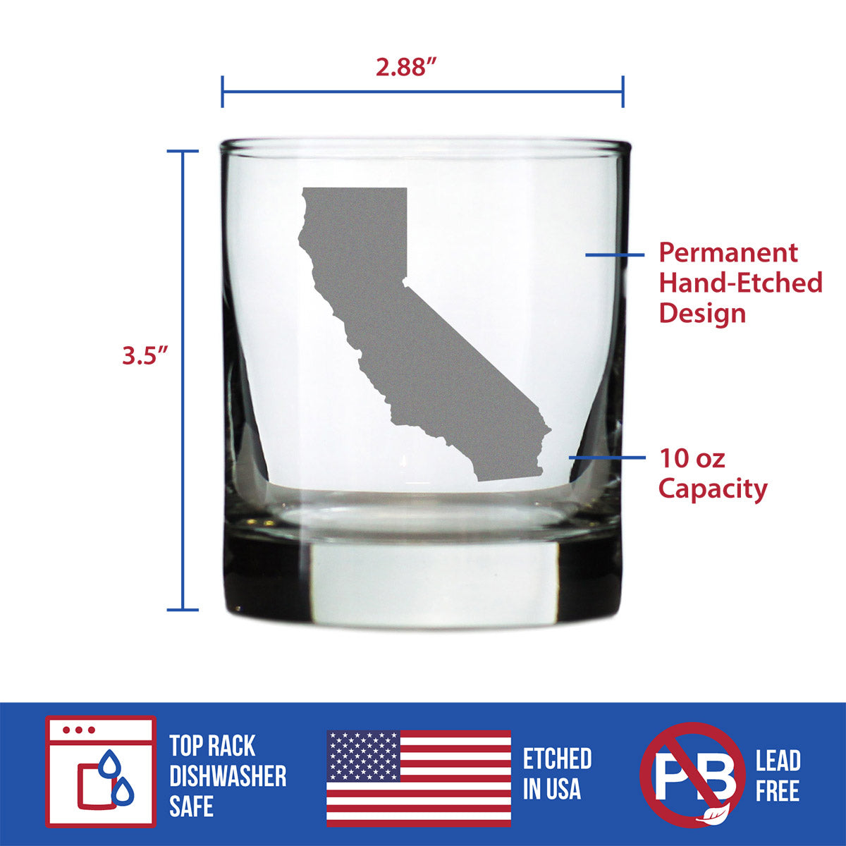 California State Outline Rocks Glass (10.25 oz)