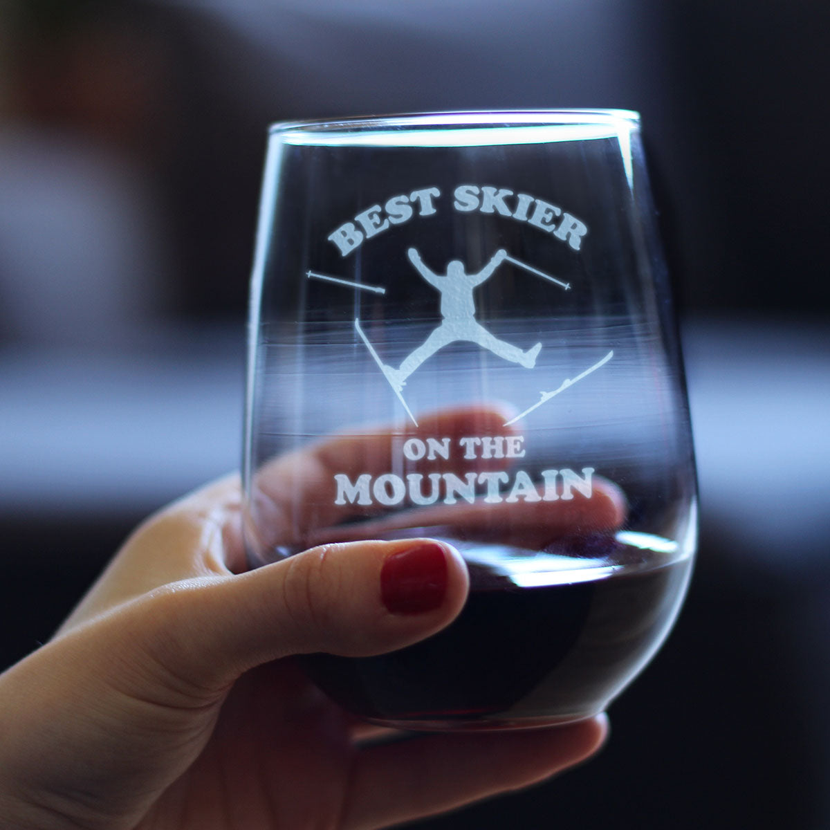 Best Skier Stemless Wine Glass (17 oz)