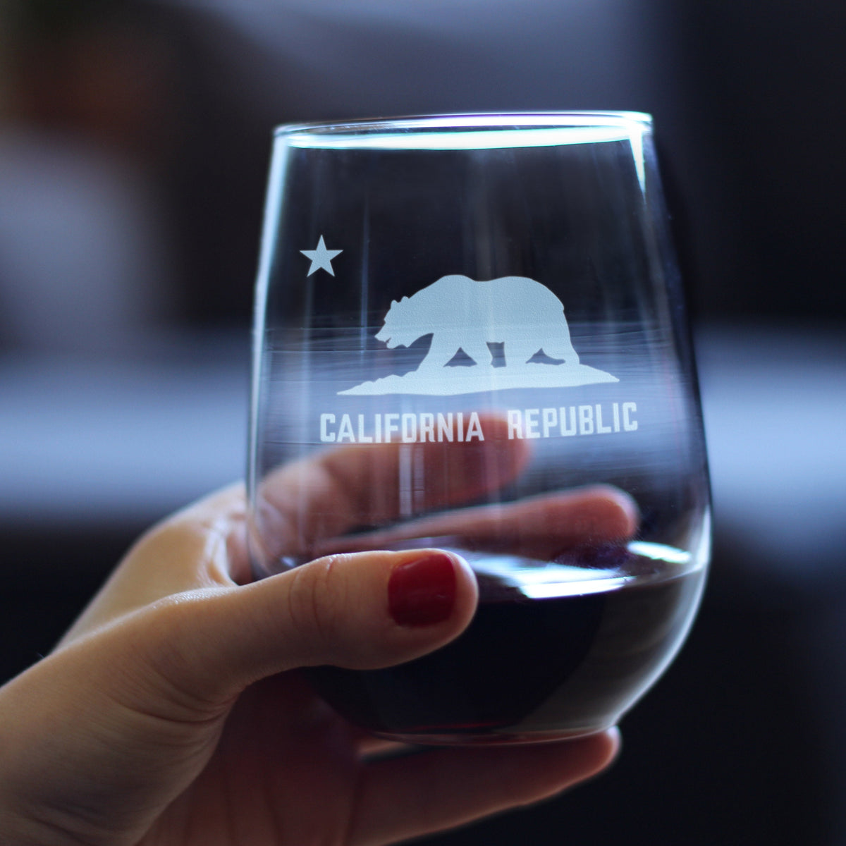 California Flag Stemless Wine Glass (17 oz)