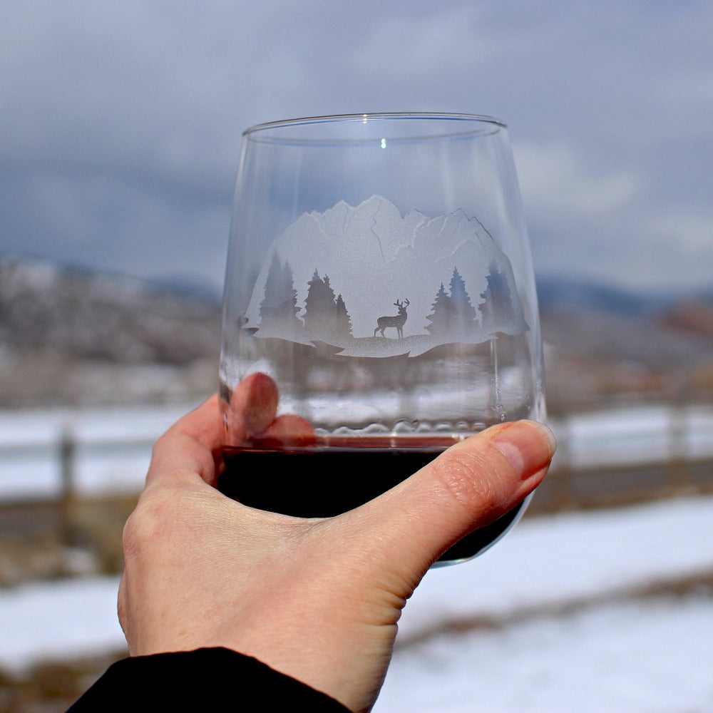 Majestic Mountains Stemless Wine Glass (17 oz)