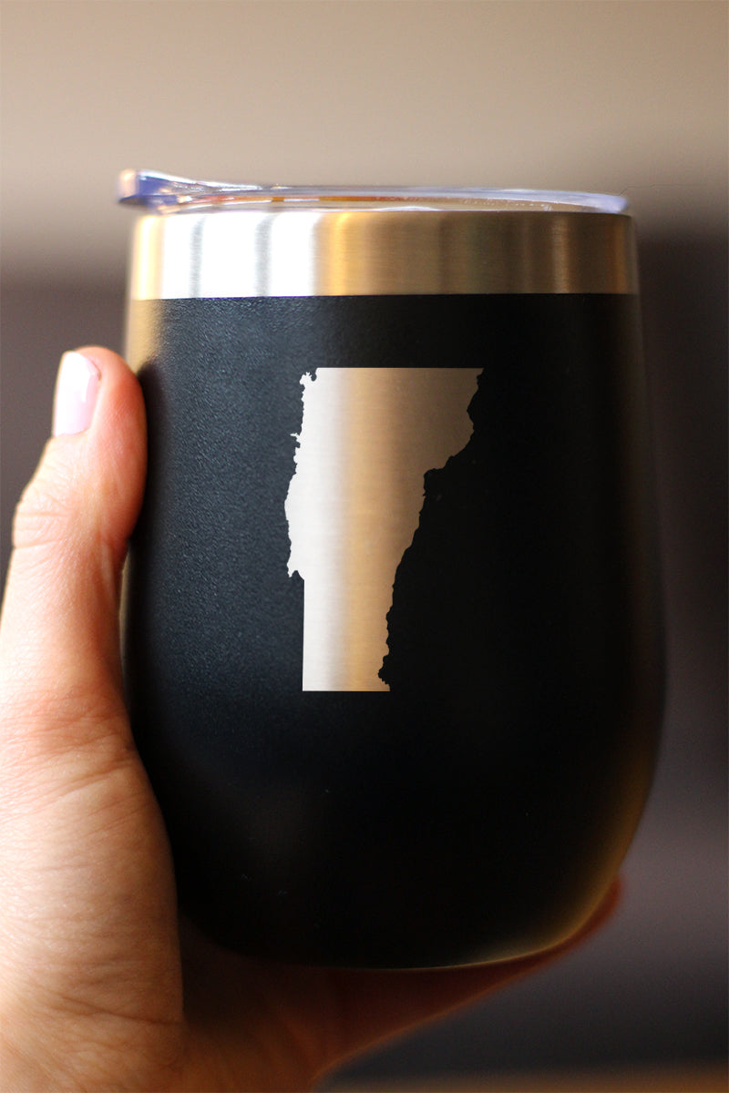 Vermont State Outline Wine Tumbler (12 oz)