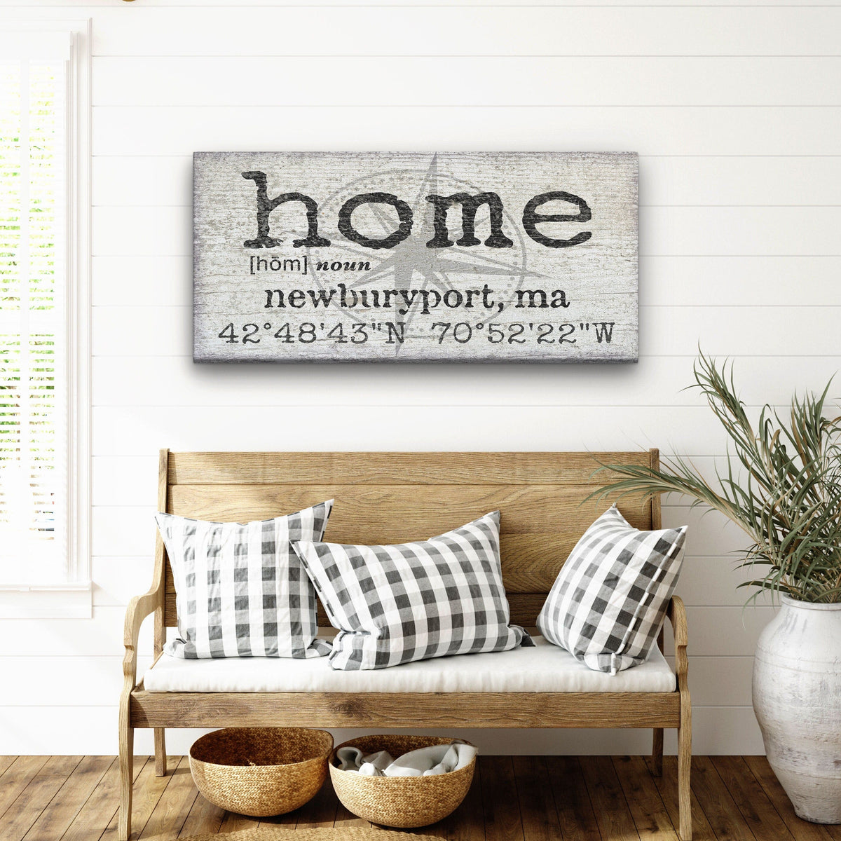 Personalized Home Compass Coordinates Canvas Wall Sign