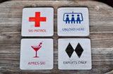 Personalized Ski Snowboard Drink Coasters and Holders