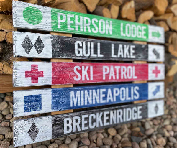 Personalized XL Ski and Snowboard Trail Signs, Mountain Cabin Decor