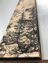 Winter Chairlift - Burned Wood Print Artwork