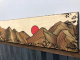 Golden Mountains - Burned Wood Print