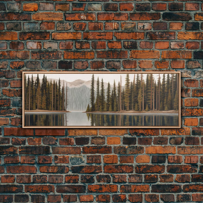 Colored Pencil Mountain Lake Panoramic Canvas Print