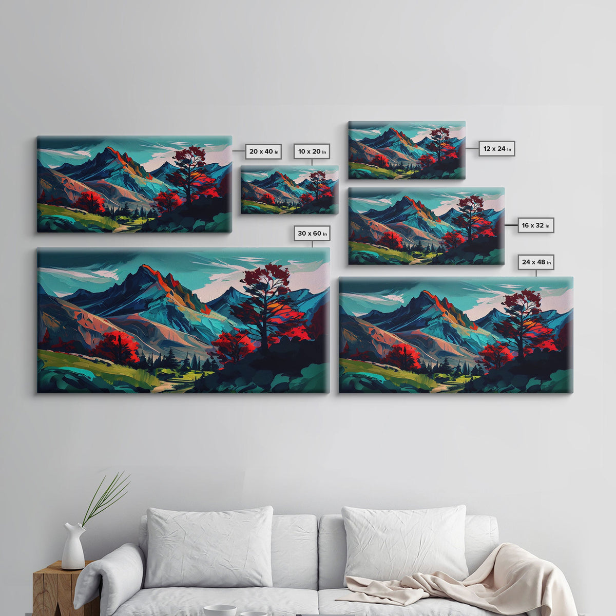 Watercolor Panoramic Landscape Canvas Print