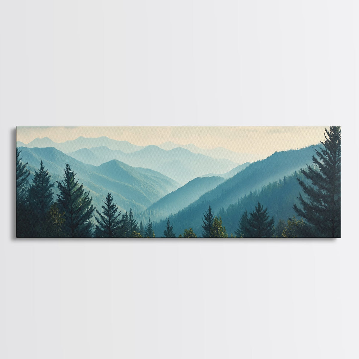 Panoramic Mountain Painting Canvas Print