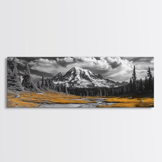 Snowy Peaks & Alpine Meadow Framed Canvas Print