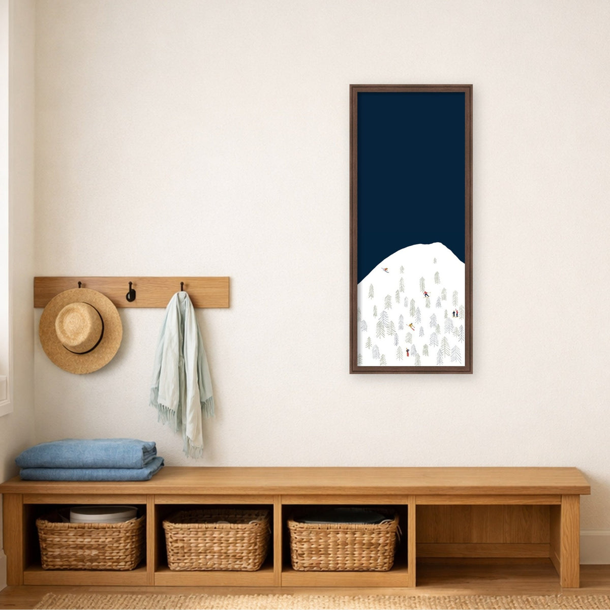 Kate and Laurel Framed Fabric Pinboard Winter Skiers