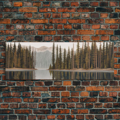 Colored Pencil Mountain Lake Panoramic Canvas Print