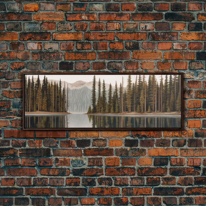 Colored Pencil Mountain Lake Panoramic Canvas Print