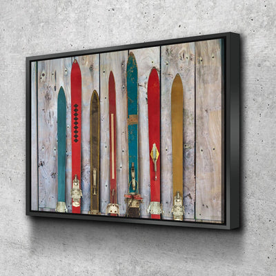 Vintage Wooden Skis Canvas Wall Art
