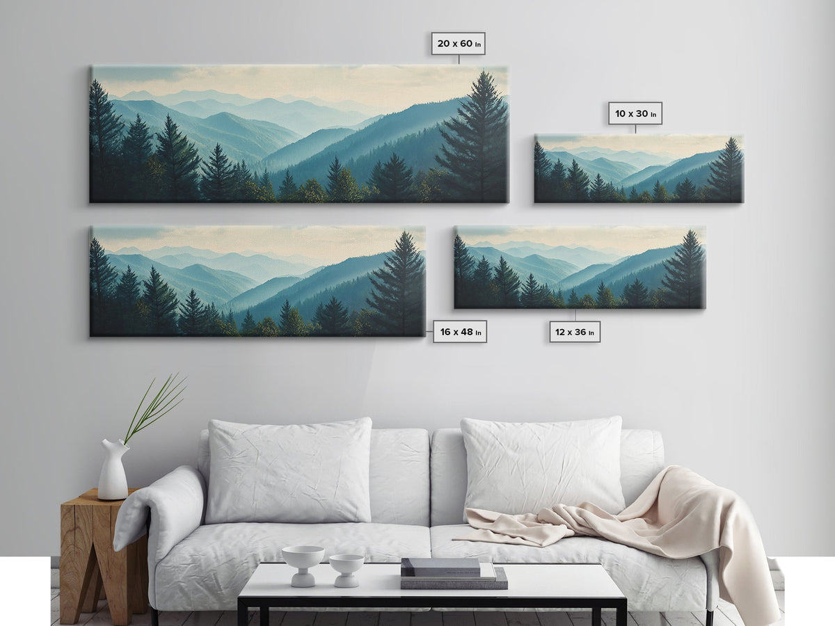 Panoramic Mountain Painting Canvas Print