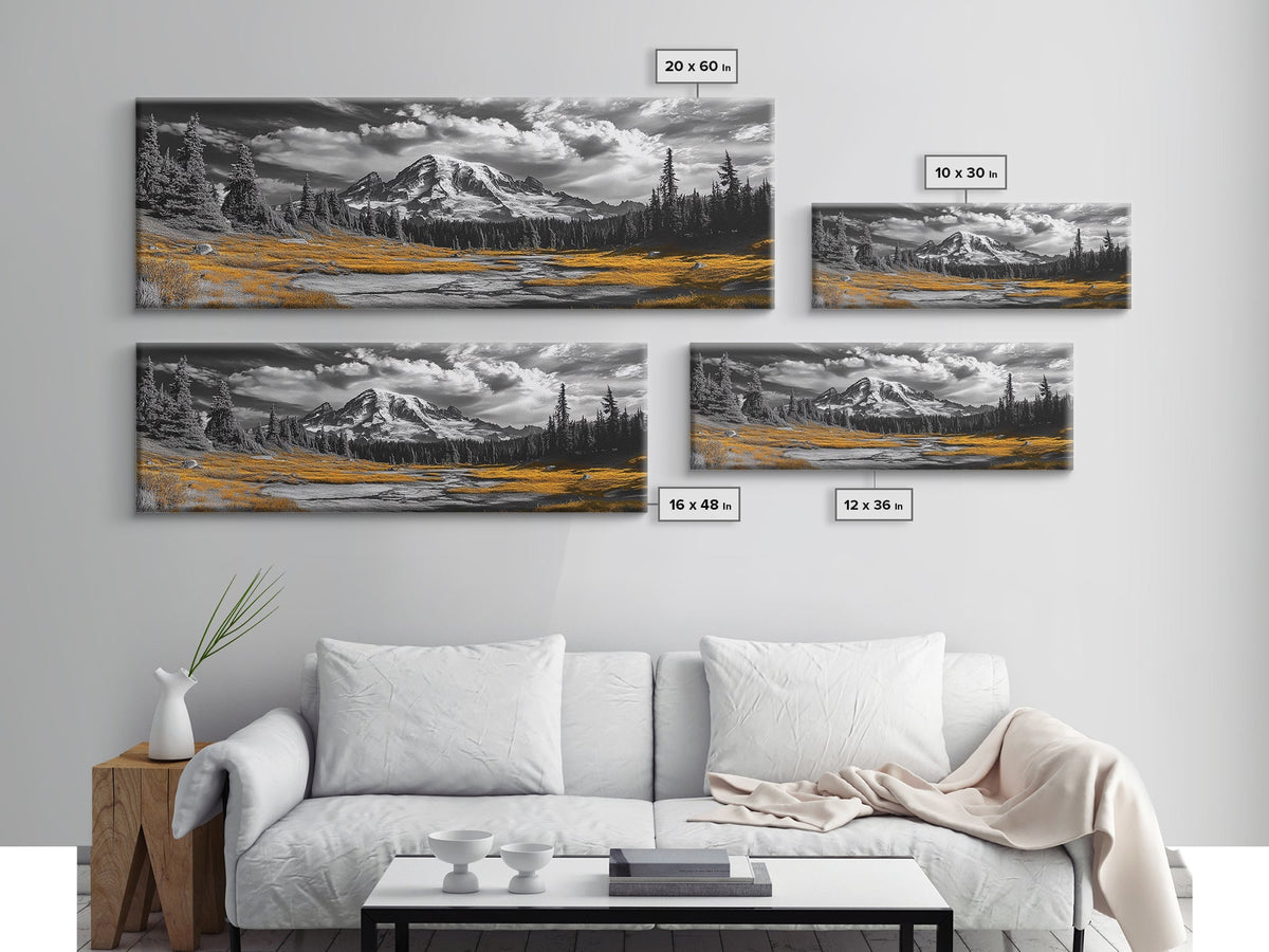 Snowy Peaks & Alpine Meadow Framed Canvas Print