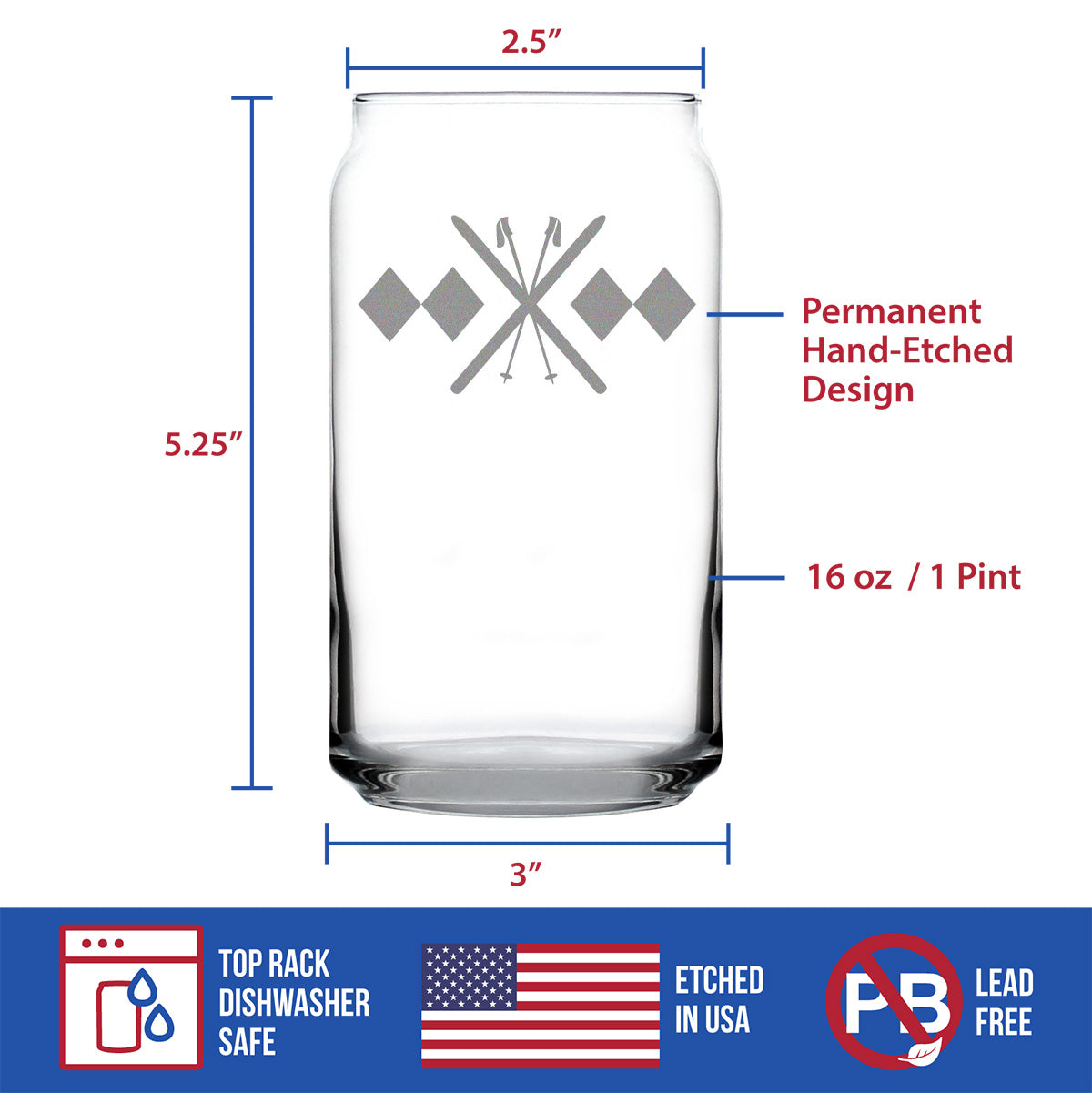 Double Black Diamond Beer Can Glass (16 oz)