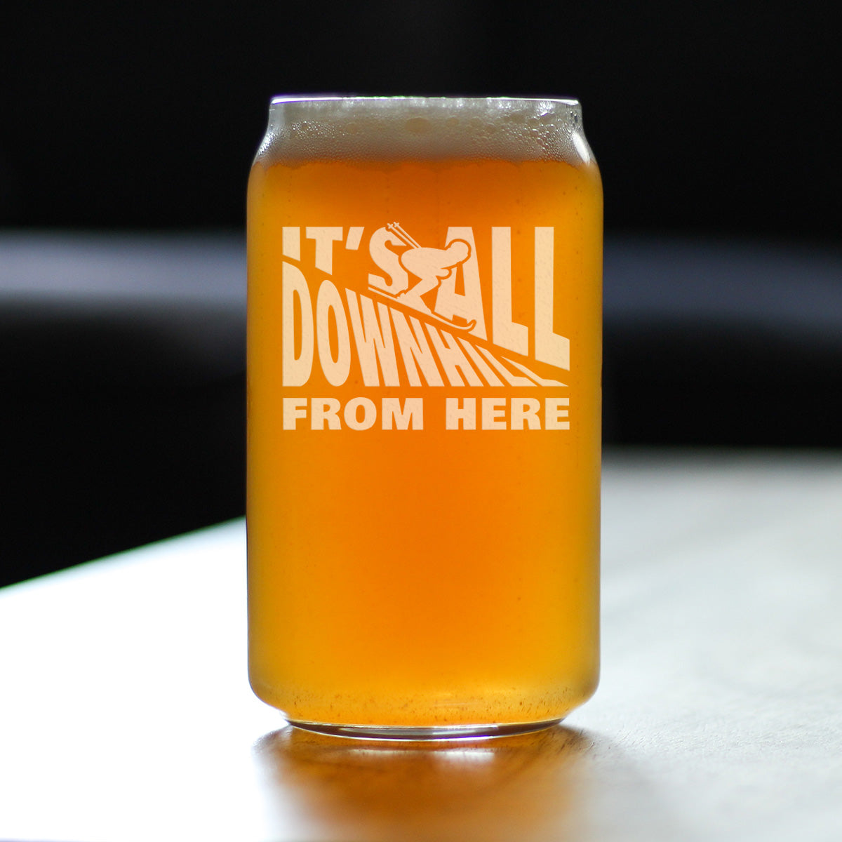 It's All Downhill From Here Beer Can Glass (16 oz)