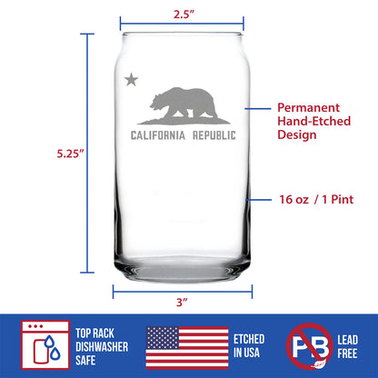 California Flag Beer Can Glass (16 oz)