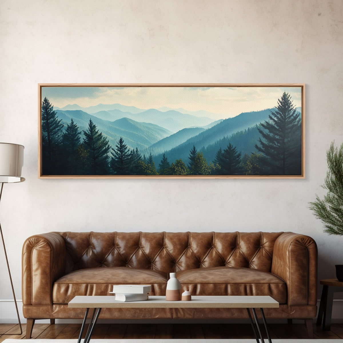 Panoramic Mountain Painting Canvas Print