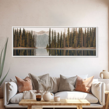 Colored Pencil Mountain Lake Panoramic Canvas Print