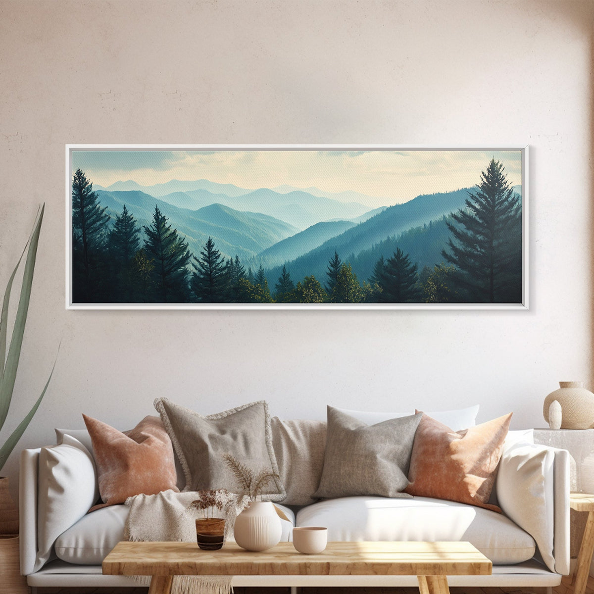 Panoramic Mountain Painting Canvas Print