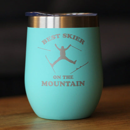 Best Skier On The Mountain Wine Tumbler (12 oz)