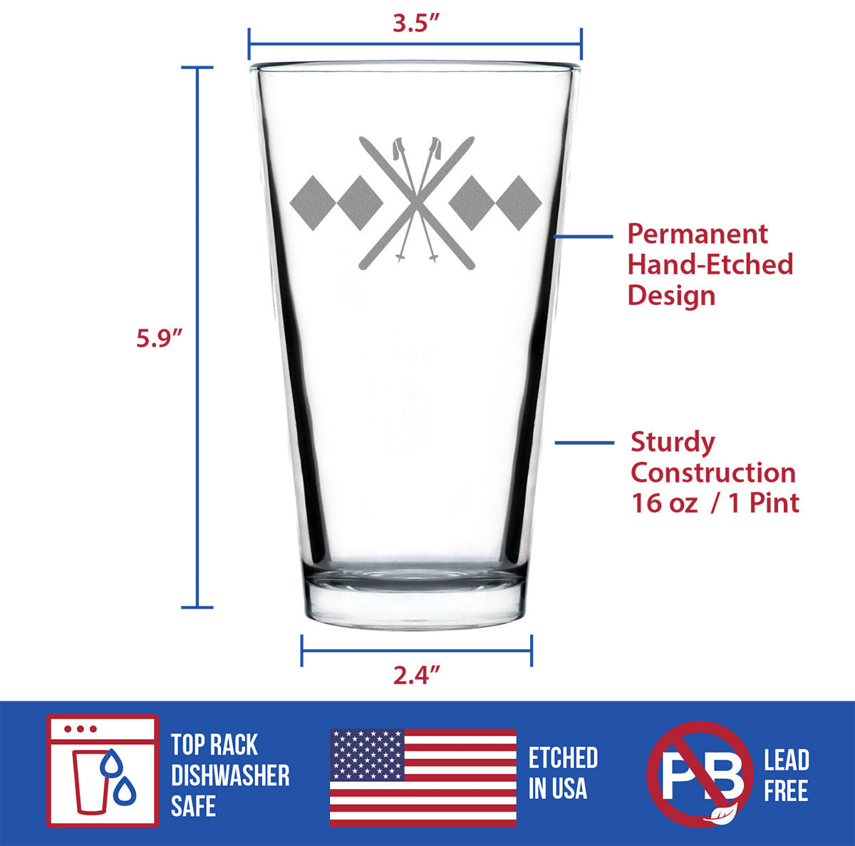 Double Black Diamond Pint Glass (16 oz)