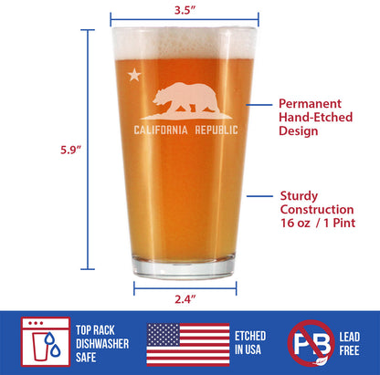 California Flag Pint Glass (16 oz)