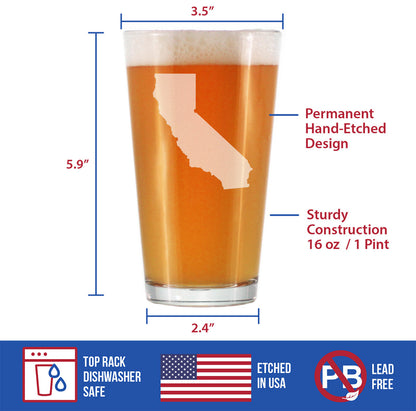 California State Outline Pint Glass (16 oz)