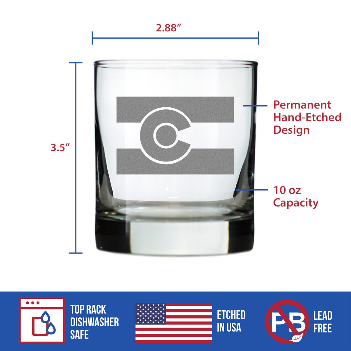 Colorado Flag Rocks Glass (10 oz)
