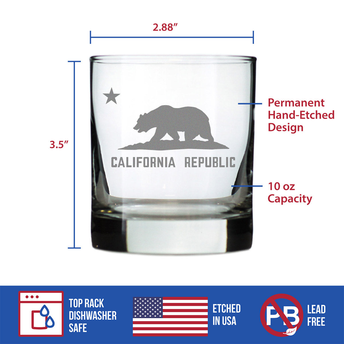 California Flag Rocks Glass (10.25 oz)