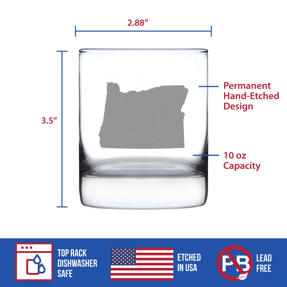 Oregon State Outline Rocks Glass (10.25 oz)