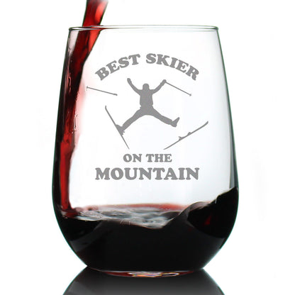 Best Skier Stemless Wine Glass (17 oz)