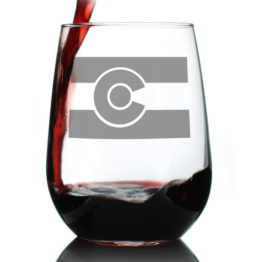 Colorado Flag Stemless Wine Glass (17 oz)
