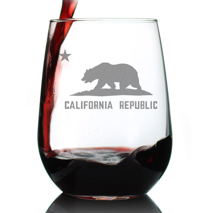 California Flag Stemless Wine Glass (17 oz)