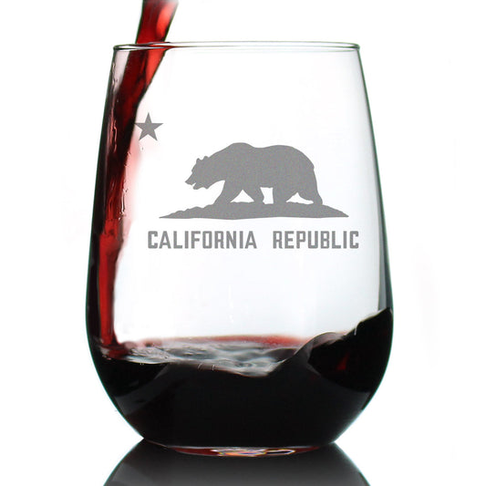 California Flag Stemless Wine Glass (17 oz)