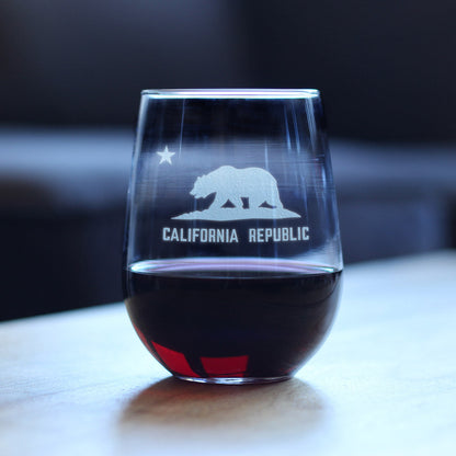 California Flag Stemless Wine Glass (17 oz)