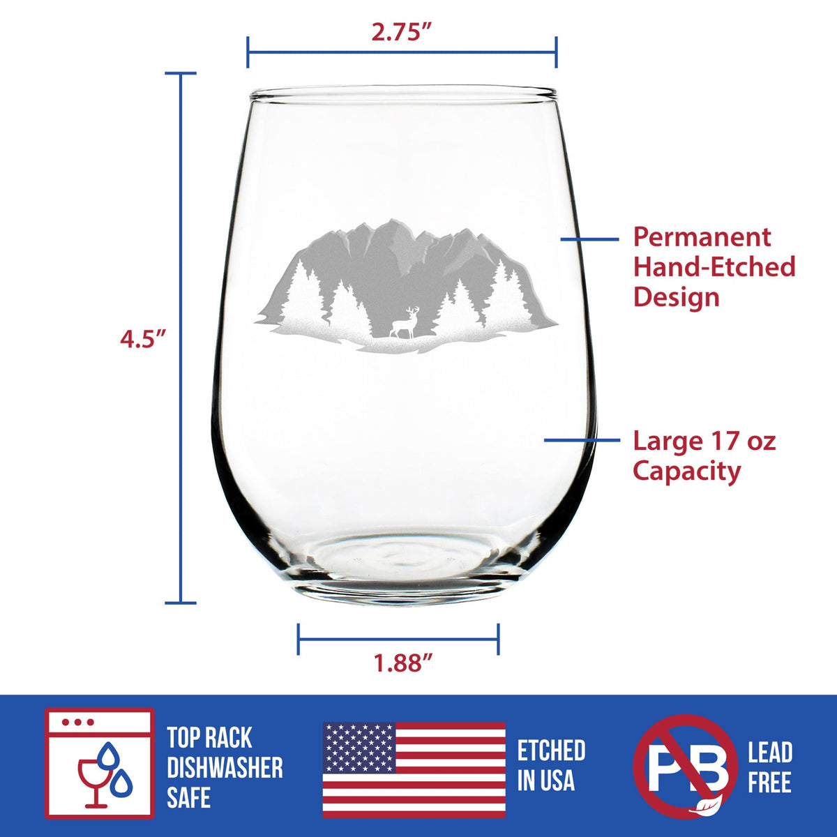 Majestic Mountains Stemless Wine Glass (17 oz)