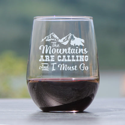 Mountains Are Calling Stemless Wine Glass (17 oz)