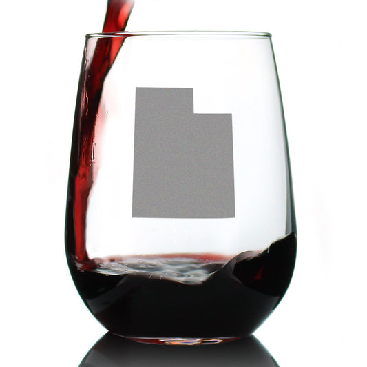 Utah State Outline Stemless Wine Glass (17 oz)