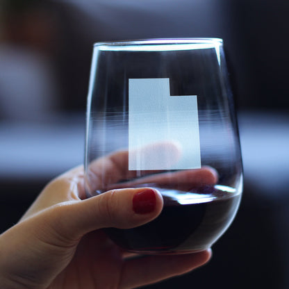 Utah State Outline Stemless Wine Glass (17 oz)