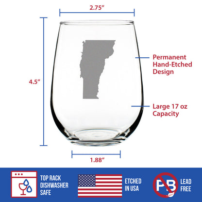 Vermont State Outline Stemless Wine Glass (17 oz)