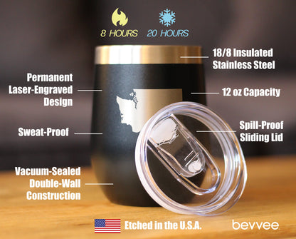 Washington State Outline Wine Tumbler (12 oz)