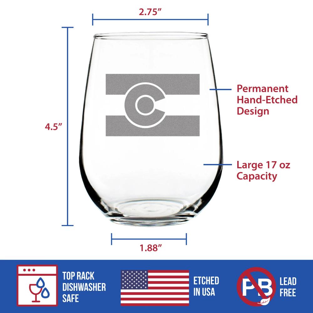Colorado Flag Stemless Wine Glass (17 oz)