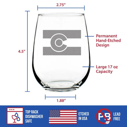 Colorado Flag Stemless Wine Glass (17 oz)