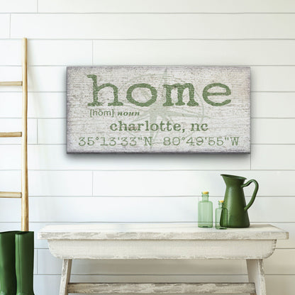 Personalized Home Compass Coordinates Canvas Wall Sign